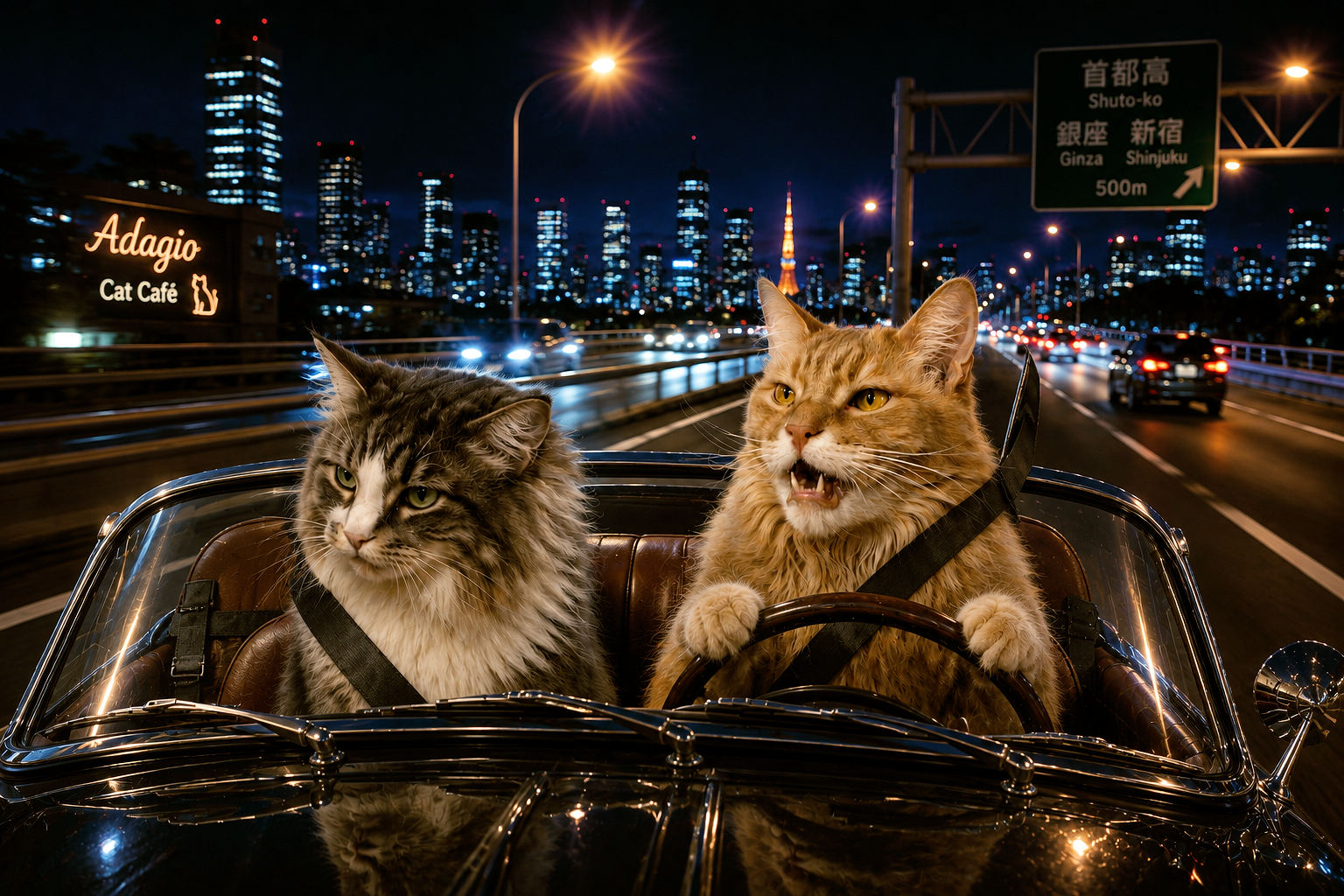 駐車場を案内するラヴェルくんとアルトくん